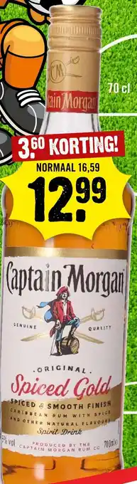 Dirck 3 Captain Morgan Spiced Gold 70 cl aanbieding