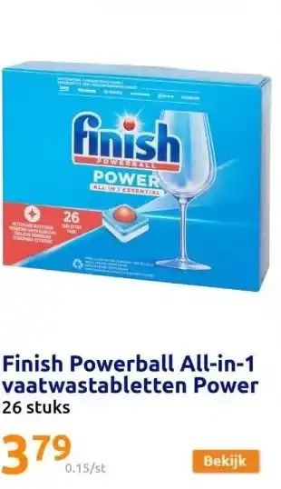 Action Finish Powerball All-in-1 vaatwastabletten Power aanbieding