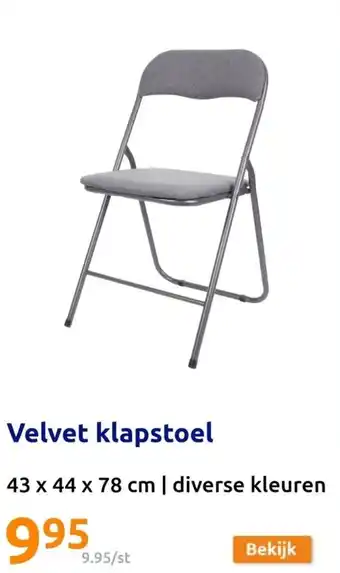Action Velvet klapstoel 43 x 44 x 78 cm aanbieding