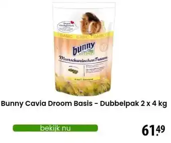 Zooplus Bunny Cavia Droom Basis - Dubbelpak 2 x 4 kg aanbieding