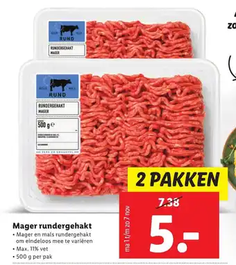 Lidl Mager rundergehakt 500g aanbieding