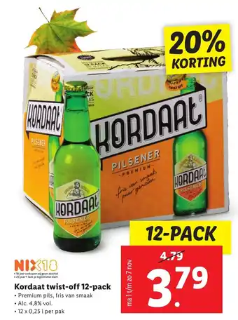 Lidl Kordaat twist-off 12-pack 12 x 0,25 Liter per pack aanbieding