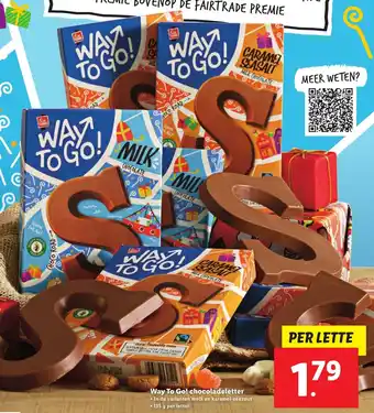 Lidl Way To Go! chocoladeletter 135 Gram per Letter aanbieding