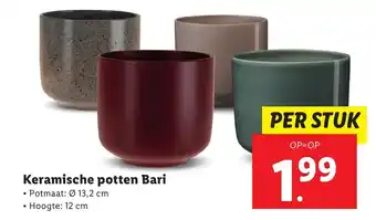 Lidl Keramische potten Bari Potmaat 13,2 cm, Hoogte 12 cm aanbieding