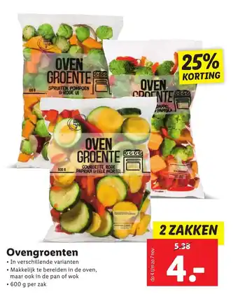 Lidl Ovengroenten 600 Gram Per zak aanbieding