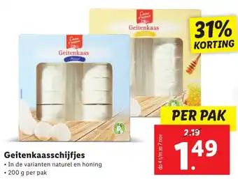 Lidl Geitenkaasschijfjes 200 Gram per pak aanbieding