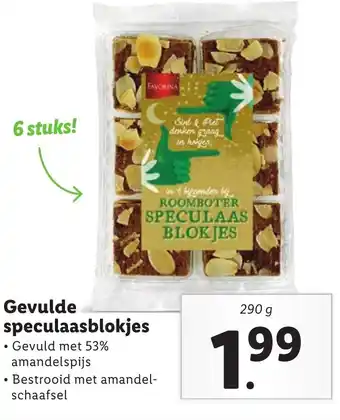 Lidl Gevulde speculaasblokjes 290 Gram aanbieding