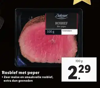 Lidl Rosbief met peper 100 Gram aanbieding