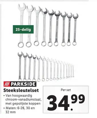 Lidl Parkside Steeksleutelset Maten: 6-28, 30 en 32 mm aanbieding