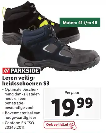 Lidl Parkside Leren veiligheidsschoenen S3 Maten: 41 t-m 46 aanbieding