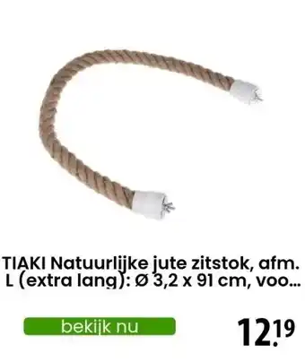 Zooplus TIAKI Natuurlijke jute zitstok, afm. L (extra lang): Ø 3,2 x 91 cm, voor vogels aanbieding