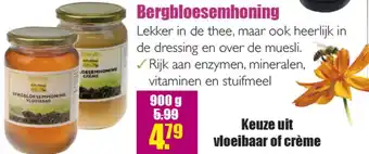 Gezond & Wel Bergbloesemhoning 900g aanbieding