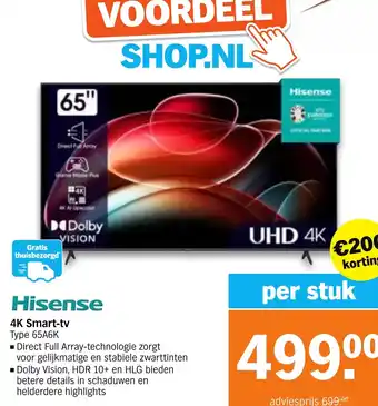 Albert Heijn Hisense 4K Smart-tv aanbieding