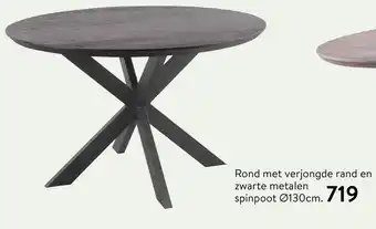 Profijt Meubel Rond met verjongde rand en zwarte metalen aanbieding