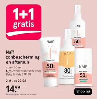 Etos Naïf zonbescherming en aftersun aanbieding