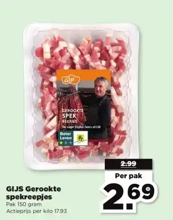 PLUS GIJS Gerookte spekreepjes aanbieding