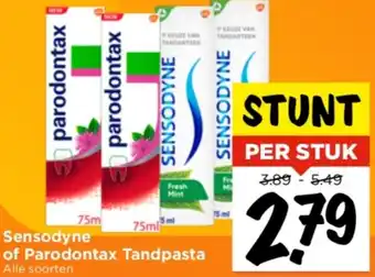 Vomar Voordeelmarkt Sensodyne of Parodontax Tandpasta aanbieding