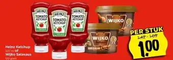 Vomar Voordeelmarkt Heinz Ketchup 220 ml of Wijko Satesaus 120 gram aanbieding