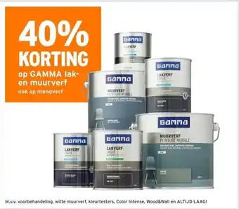 GAMMA 40% KORTING op GAMMA lak- en muurverf ook op mengverf aanbieding