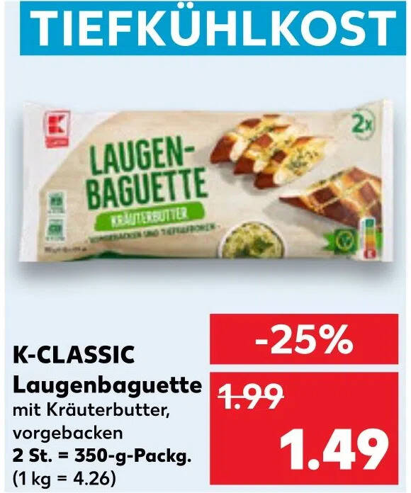 K-CLASSIC Laugenbaguette aanbieding bij Kaufland DE