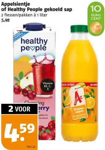 Poiesz Appelsientje of Healthy People gekoeld sap aanbieding