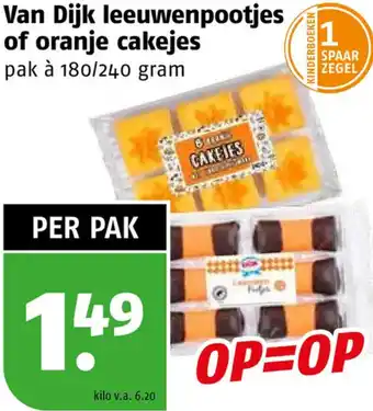 Poiesz Van Dijk leeuwenpootjes of oranje cakejes aanbieding