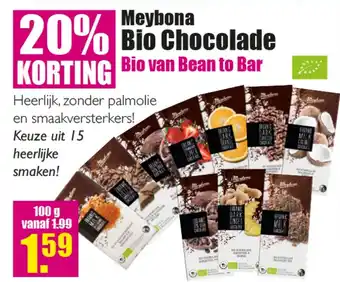 Gezond & Wel Meybona Bio Chocolade 100g aanbieding