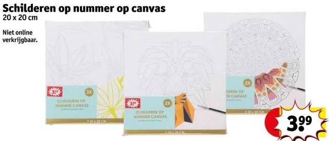 Schilderen op nummer op canvas 20 x 20 cm aanbieding bij Kruidvat