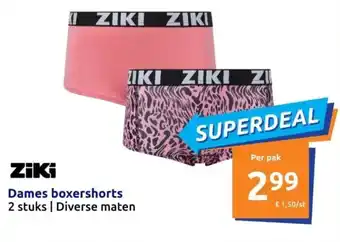 Action ZIKI Dames boxershorts 2 stuks aanbieding