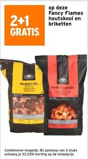 GAMMA Fancy Flames houtskool en briketten aanbieding