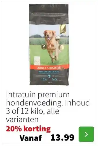 Intratuin Intratuin premium hondenvoeding. Inhoud 3 of 12 kilo, alle varianten aanbieding
