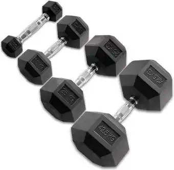 Bol.com Body-Solid Hexagon Rubber Dumbbell - per Paar 27.5 KG Paar aanbieding