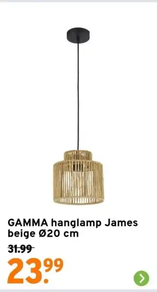 GAMMA hanglamp James beige Ø20 cm aanbieding