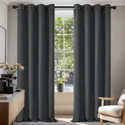 Amazon Deconovo Donker Grijs Verduisterende Gordijnen Kant en Klaar, 140x175 cm (B x H), Thermisch Verduisteringsgordijnen met Ringe aanbieding