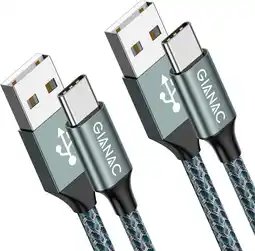 Amazon GIANAC USB C Kabel, [2 Pack 2m] 3.1A Fast Charging USB C Cable, Braided Data CableUSB C to USB A for Samsung S20 S10 Playstat aanbieding