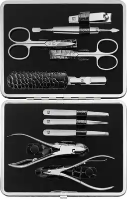 Amazon ZWILLING Klassiek Inox Manicure Pedicure 10-Delig Set in Zwart Lederen Zaak aanbieding