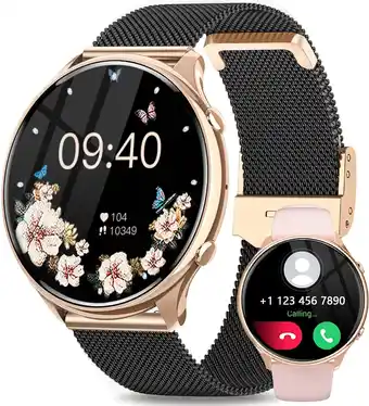 Amazon Fitonme Smartwatch voor dames met telefoonfunctie, 1,39 inch HD volledig touchscreen, polshorloge met 120+ sportmodi, SpO2 ha aanbieding