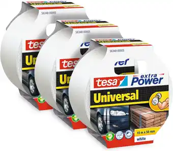 Amazon tesa extra Power Universal - Extra sterk klevende ducttape - Textieltape voor universeel gebruik - Wit - Set van 3 Rollen - 5 aanbieding