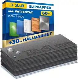 Amazon S&R Waterdicht schuurpapierset 60 stuks, schuurbladenset, schuurpapier, voor droog polijsten en nat polijsten, siliciumcarbid aanbieding