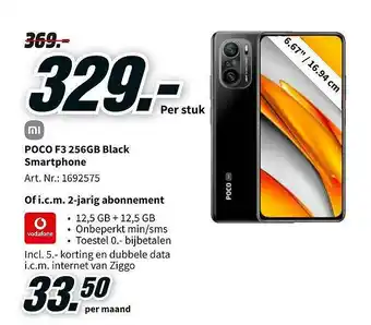 MediaMarkt Mi Poco F3 256GB Black Smartphone aanbieding