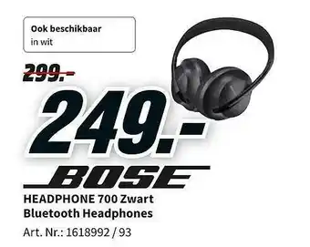 MediaMarkt Bose Headphone 700 Zwart Bluetooth Headphones aanbieding