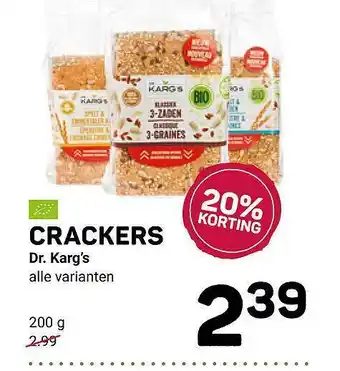 Ekoplaza Crackers Dr. Karg's 20% Korting aanbieding