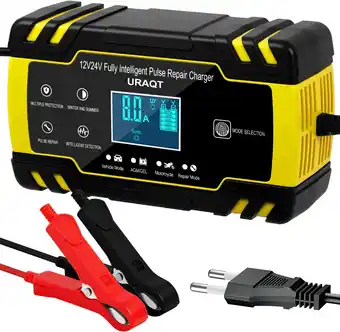 Amazon URAQT Auto-acculader, 8A 12V / 24V Intelligente Acculader, Auto-onderhoudslader met LCD-scherm, voor Accu, Auto, Motorfiets, aanbieding