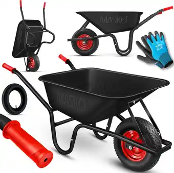 Amazon MASKO Kruiwagen, bouwkruiwagen, tuinkruiwagen, 100 liter tot 250 kg, luchtbanden met stalen velg, verzinkt stalen frame, tuin aanbieding