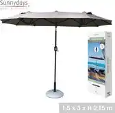 Bol.com Sunnydays - Dubbele Parasol voor veel Schaduw - 300x150cm - Hoogte 217cm - Antraciet aanbieding