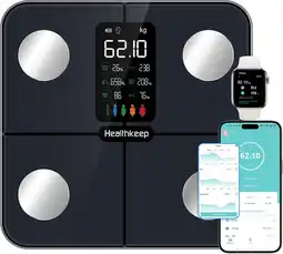 Amazon Lichaamsweegschaal Smart Scale met VA-display, digitale weegschalen met hartslaggegevens voor smartphone APP 180kg/400lb aanbieding