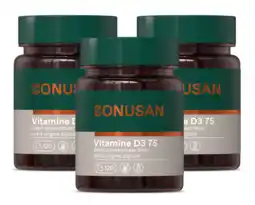 De Online Drogist Bonusan Vitamine D3 75mcg 3000IE Capsules Multiverpakking aanbieding