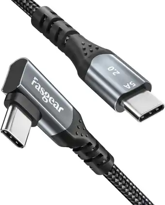 Amazon Fasgear USB C naar USB C-kabel Rechte hoek 90 graden 100W 5A PD snellaadtype C-kabel Compatibel met Mac-Book Pro Air i-Pad Pr aanbieding