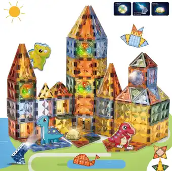 Amazon BINZKBB Deluxe Verlichte 3D Transparante Magnetische Bouwstenen tegels,STEM educatieve magnetische constructieset, Aanmoedige aanbieding
