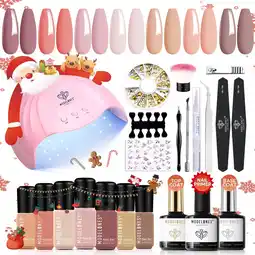 Amazon Modelones Gel Nail Manicure Kit With 48w U V Led Nail Lamp Starter Kit, 22 Pcs Nude Pink Soak Off Nail Gel Polish Set No Wipe aanbieding